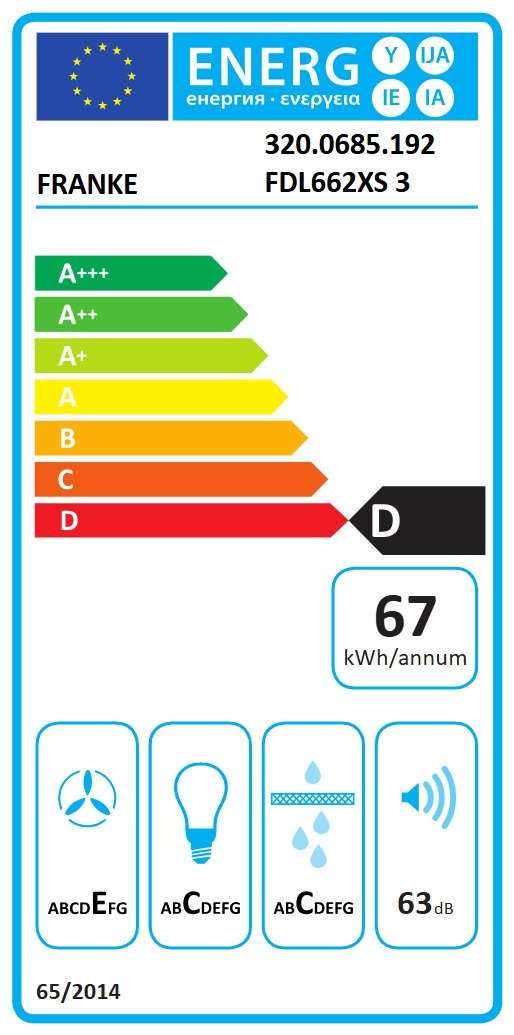 Franke - Spisfläkt Strip 60 cm vägghängd, Rostfri