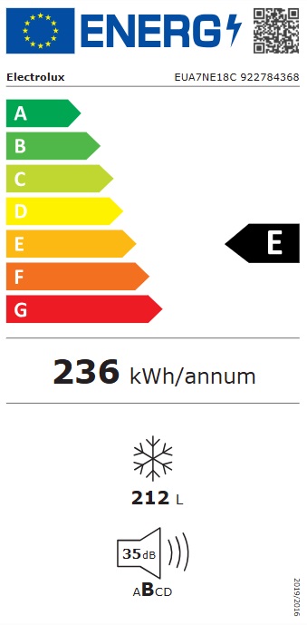 Electrolux - EUA7NE18C 700 - Integrerad, NoFrost & Door on door