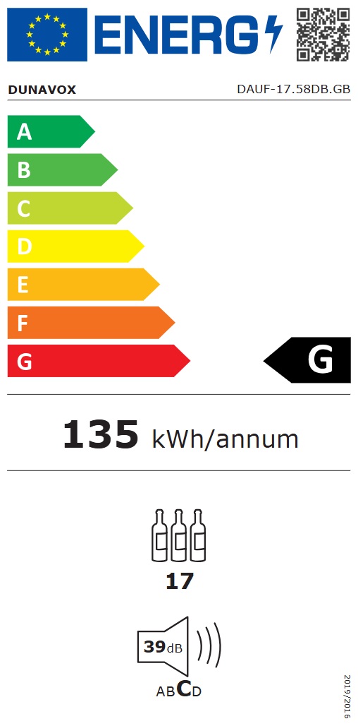 Dunavox - FLOW 17 - Dubbel zon, Underbänk, 17 flaskor, Svart
