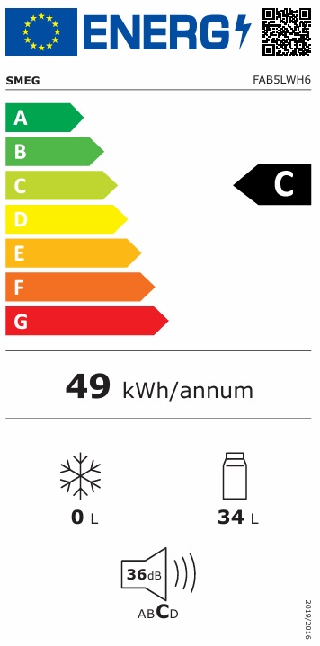Smeg - FAB5LWH6 - Vit, 50's Style med LED-belysning