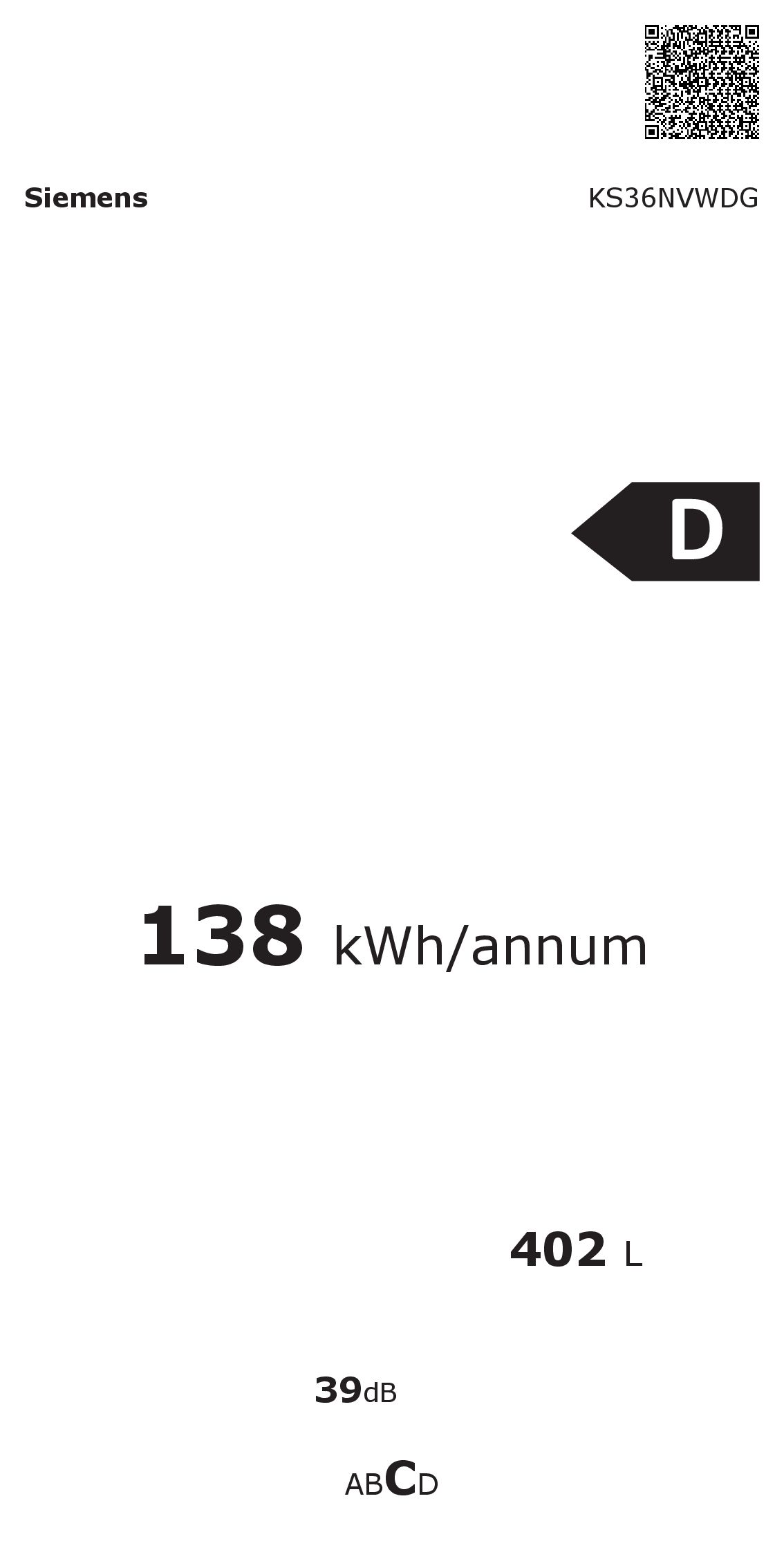 Siemens - KS36NVWDG iQ300, Vit