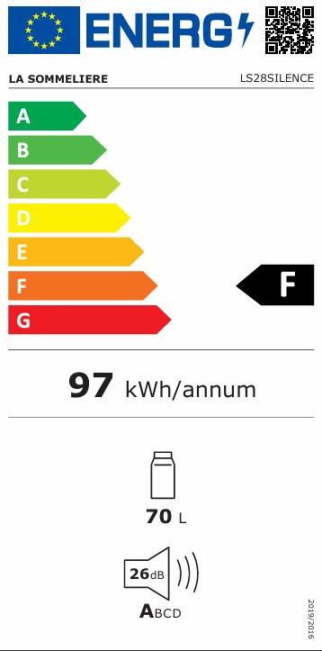 La Sommelière - LS28SILENCE - Svart, Hybridkylning 26 dB
