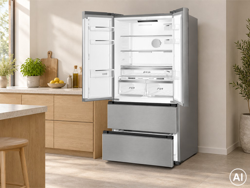 Smeg FQ55FXDD i köksmiljö med matlådor förberedda för infrysning