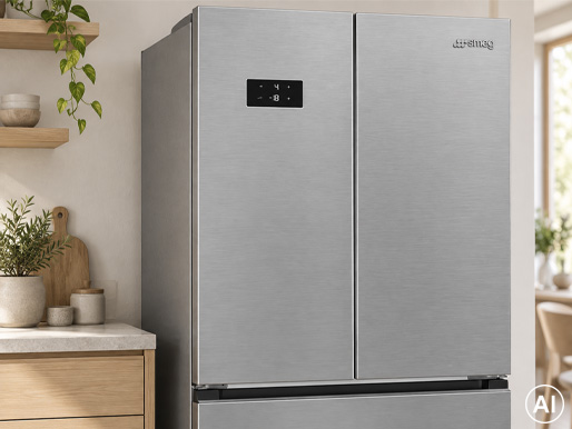 Närbild av den utvändiga displayen på Smeg FQ55FXDD i Inox Look